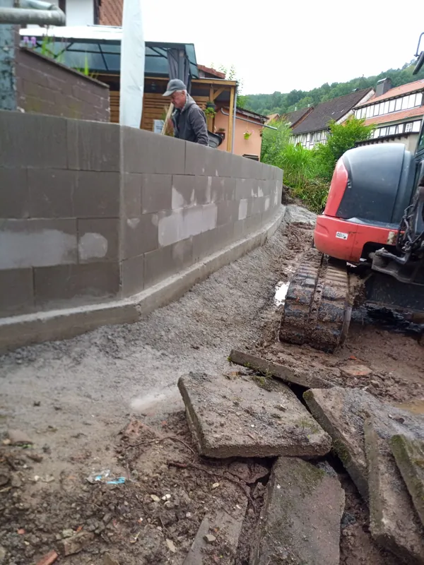 Erdarbeiten mauerbau maschine